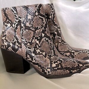 Kaari Blue Snakeskin Ankle Boots - Brown and Black